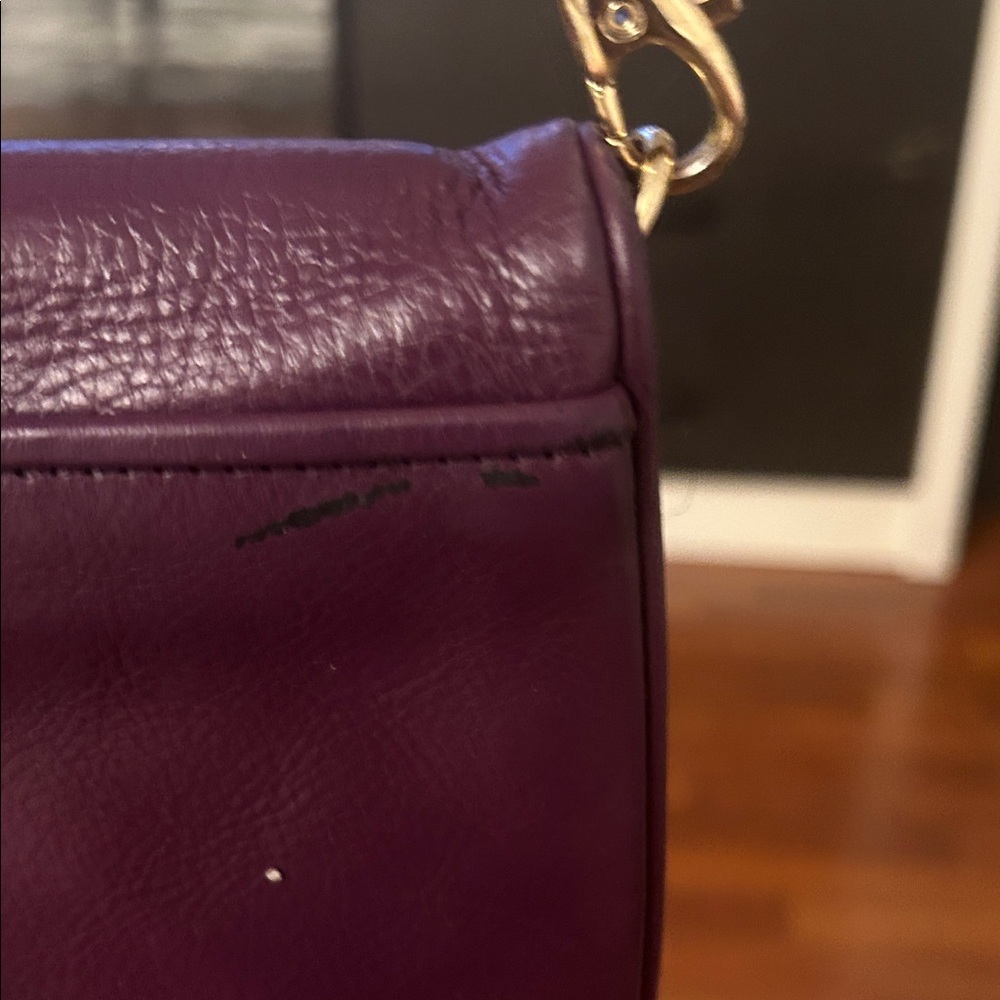 Tory Burch Plum/egg plant Leather Clutch with Gold Accents. - Picture 14 of 16